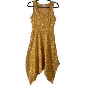 Pact organic cotton floral square neck hankerchief hem dress